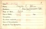 Voter registration card of Myra E. Bliss, Hartford, October 18, 1920