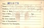 Voter registration card of Abbie Bascer[?] Blydenburg, Hartford, October 18, 1920