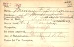 Voter registration card of Minnie F. Bochmann, Hartford, October 9, 1920