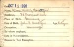Voter registration card of Alma Weidlig Boedtger (Boettger), Hartford, October 15, 1920