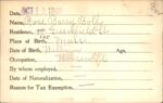 Voter registration card of Rose Barry Bolf, Hartford, October 19, 1920