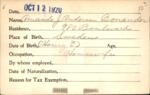 Voter registration card of Amanda J. Anderson Bonander, Hartford, October 12, 1920