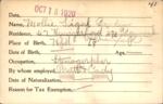 Voter registration card of Mollie Sigal Borden, Hartford, October 18, 1920