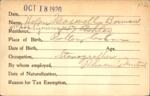 Voter registration card of Helen Maxwell (Borman), Hartford, October 18,            1920
