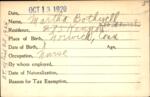 Voter registration card of Martha Bothwell, Hartford, October 13, 1920