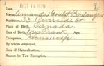 Voter registration card of Amanda Goulet Boulanger, Hartford, October 14, 1920