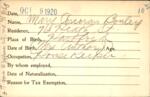 Voter registration card of Mary Corcoran Bouley, Hartford, October 9, 1920