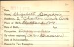 Voter registration card of Elizabeth Bourdon, Hartford, October 11, 1920