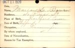 Voter registration card of Marian G. Bourn, Hartford, October 11, 1920
