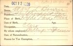 Voter registration card of Mary L. Bourn, Hartford, October 12, 1920