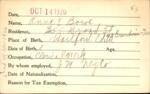 Voter registration card of Anna E. Bowe, Hartford, October 14, 1920