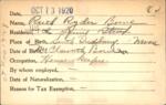 Voter registration card of Ruth Ryder Bowe, Hartford, October 13, 1920
