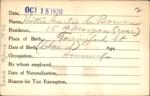 Voter registration card of Hattie Curtis C. Bowen, Hartford, October 18, 1920