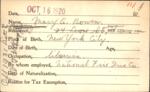 Voter registration card of Mary A. Bowen, Hartford, October 16, 1920