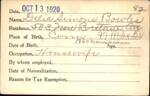 Voter registration card of Delia Simons Bowles Hartford, October 13, 1920