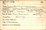 Voter registration card of Anna Roidingsbend Bowman, Hartford, October 15, 1920