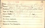 Voter registration card of Nellie Cummings Boyd, Hartford, October 19, 1920