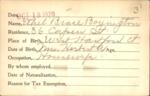 Voter registration card of Ethel Brace Boyington, Hartford, October 18, 1920