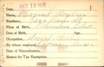 Voter registration card of Margaret Boylan, Hartford, October 19, 1920