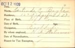Voter registration card of Gertrude C. Boyle, Hartford, October 12, 1920