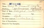 Voter registration card of Mary F. Emmett (Boyle), Hartford, October 16, 1920
