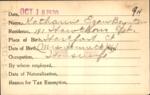 Voter registration card of Katherine Egan Boynton, Hartford, October 18, 1920