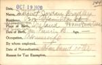 Voter registration card of Margeret (Margaret) Jordan Bradley, Hartford, October 19, 1920