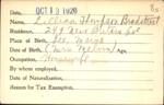 Voter registration card of Lillian Thompson Bradstreet, Hartford, October 13, 1920