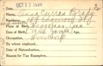 Voter registration card of Anna Curran Brady, Hartford, October 13, 1920
