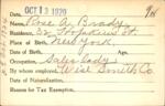 Voter registration card of Rose A. Brady, Hartford, October 13, 1920