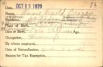 Voter registration card of Annie Arnold Bragan, Hartford, October 13, 1920