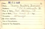 Voter registration card of Mary Bulkely Brainard, Hartford, October 13, 1920