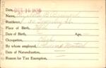 Voter registration card of Elizabeth B. Brainerd, Hartford, October 16, 1920