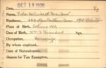 Voter registration card of Viola Hallenbeck Brandow, Hartford, October 19, 1920
