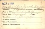 Voter registration card of Geraldine Dausek Brasser, Hartford, October 15, 1920