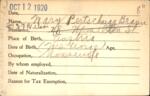 Voter registration card of Mary Pertschnigg Braun, Hartford, October 12, 1920