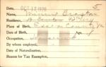 Voter registration card of Winnie Braxton, Hartford, October 12, 1920