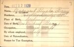 Voter registration card of Margaret Burke Bray, Hartford, October 12, 1920