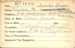 Voter registration card of Hilda H. Swanker (Breen), Hartford, October 19, 1920