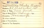 Voter registration card of Matilda Whaley Breen, Hartford, October 16, 1920