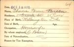 Voter registration card of Theresa Brown Breen, Hartford, October 18, 1920