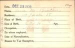 Voter registration card of Lena M. Breither, Hartford, October 19, 1920