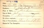 Voter registration card of Betty Peterson Brett, Hartford, October 15, 1920