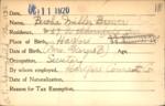 Voter registration card of Bertha Miller Brewer, Hartford, October 11, 1920