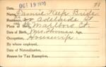 Voter registration card of Fannie Keefe Bride, Hartford, October 19, 1920