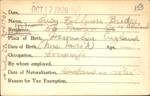 Voter registration card of Lucy Fillmore Bridge, Hartford, October 12, 1920