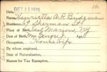 Voter registration card of Henrietta A.R. Bridgman, Hartford, October 11, 1920