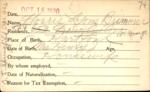 Voter registration card of Florris Lyons Brimmer, Hartford, October 16, 1920