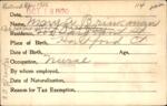 Voter registration card of Mary A. Brinkman, Hartford, October 18, 1920