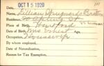 Voter registration card of Lillian Spugnardo Britton, Hartford, October 15, 1920